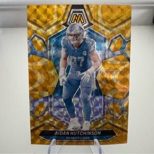 🔥 2024 Panini Prizm Aidan Hutchinson Yellow Mosaic Detroit Lions